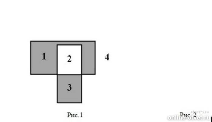 1 2 изобразить 2 1. На рис. 1 изображены два прямоугольника. Они разбивают плоскость. Два прямоугольника разбивают плоскость на четыре части. Два прямоугольника они разбивают плоскость на 4 части. Они разбивают плоскость на четыре части.