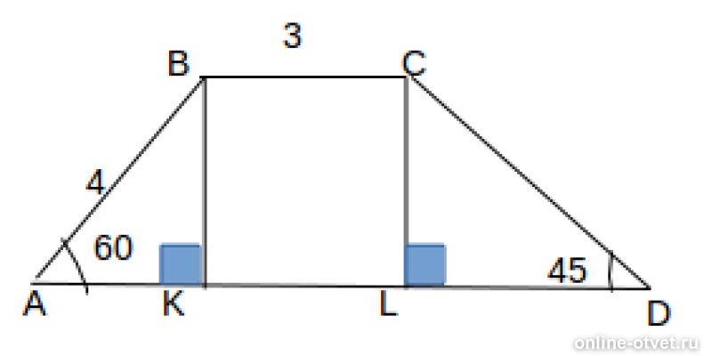 Трапеция авсд угол а 60. Трапеция с углом 60 градусов. В трапеции АВСД АВ 3 вс 4. ABCD трапеция ab 4 BC 3 угол a 60 угол d 45. Угол а трапеции АВСД 52.