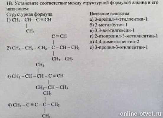 Дать название структурных формул углеводородов