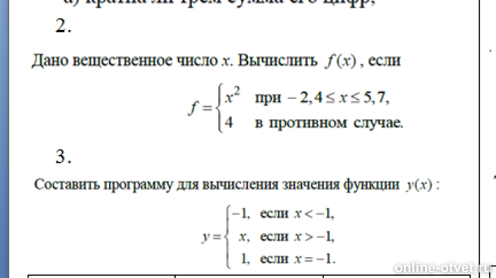 Напишите программу вычисляющую значение функции y 1