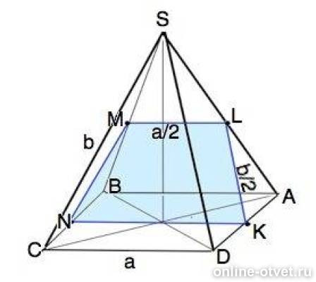 основание пирамиды sabcd квадрат со стороной