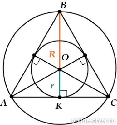 Центр вписанной и описанной окружности равностороннего треугольника. Радиус окружности в равностороннем треугольнике. Равносторонний треугольник вписанный в окружность. Равносторонний треугольник описанная окружность. Центр вписанной окружности совпадает с точкой